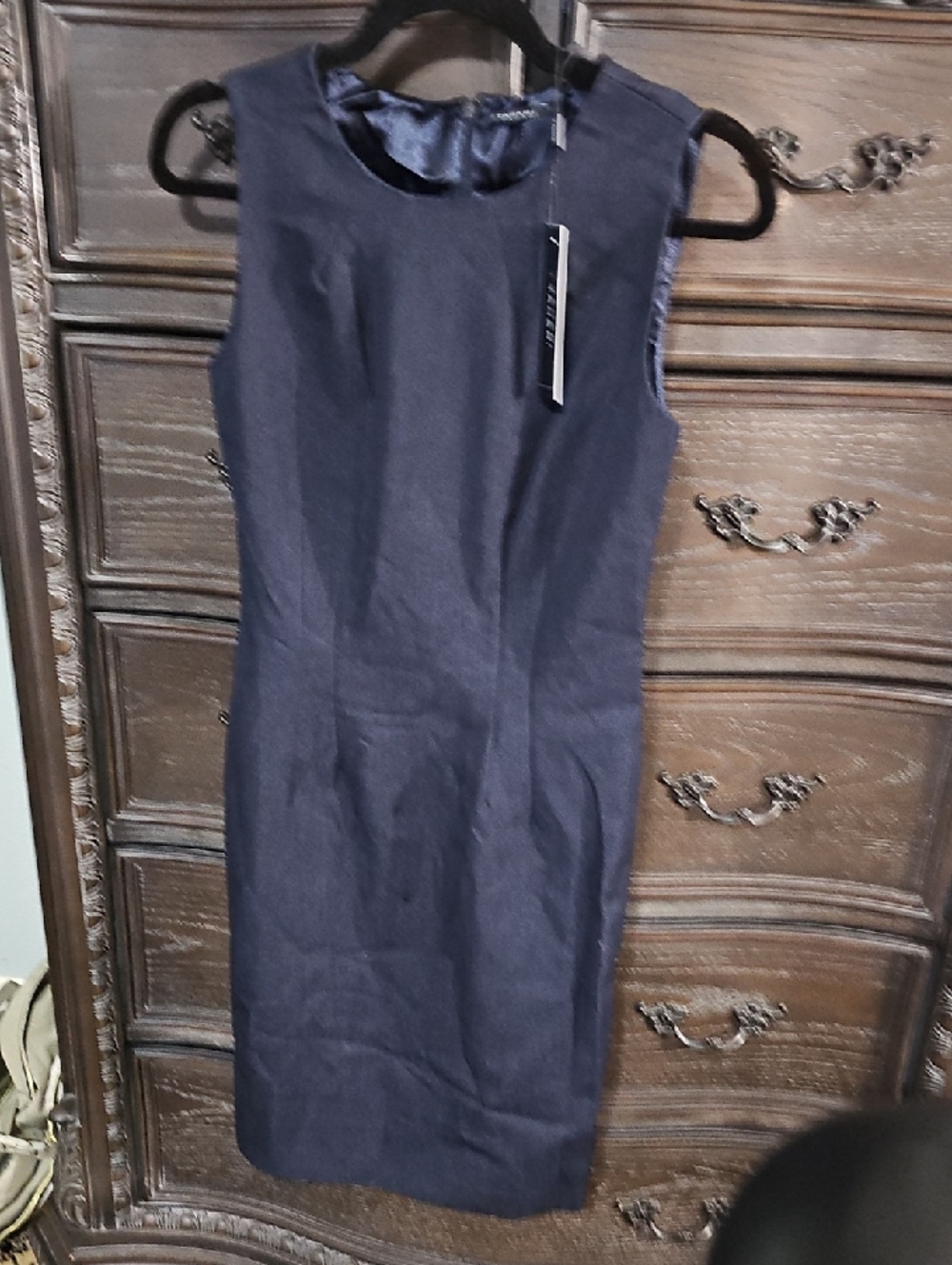 Tahari Navy Sleeveless Midi Sheath‎ Dress
